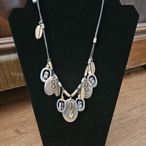 Chicos Boho Mixed Metal Pendant Statement Necklace And Earrings Set